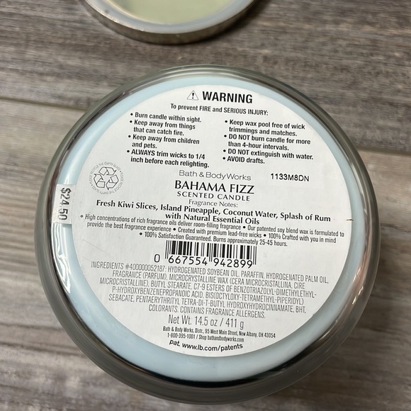 Bath & Body Works Three Wick Tropical Summer Beach Candle - Bahama Fizz - Picture 4 of 4